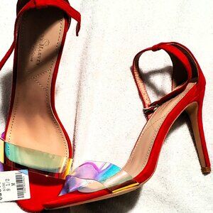 Steve Harvey~ Celebrity Edition-  AZIZIA- Red, Suede Upper w/ Metallic Toe Strap
